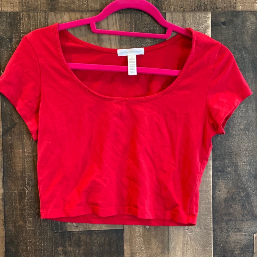Large Red Ambiance Apparel crop top